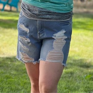 Indigo Rein Womens Super High Rise Ripped Denim Shorts